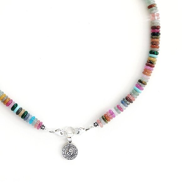 MIXED MINI GEMSTONE NECKLACE W/ MINI 925 BUDDHA-16" - Picture 3 of 3